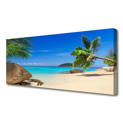 Canvas Wall art Beach sea stones landscape brown grey blue