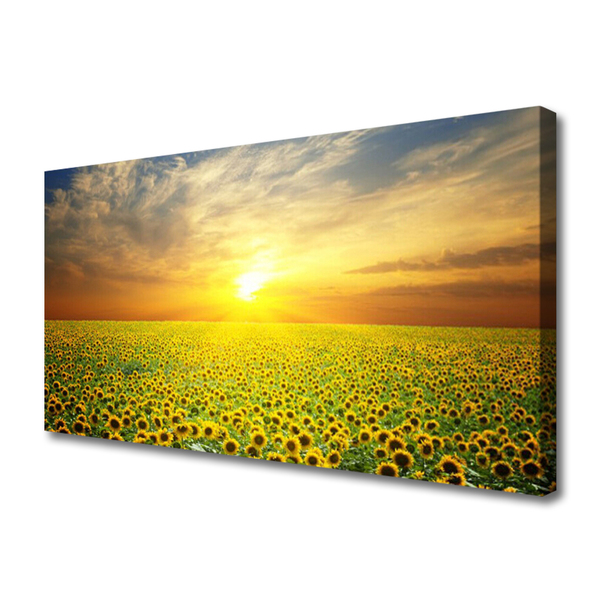 Canvas Wall art Sun meadow sunflowers nature yellow brown green