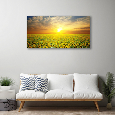 Canvas Wall art Sun meadow sunflowers nature yellow brown green