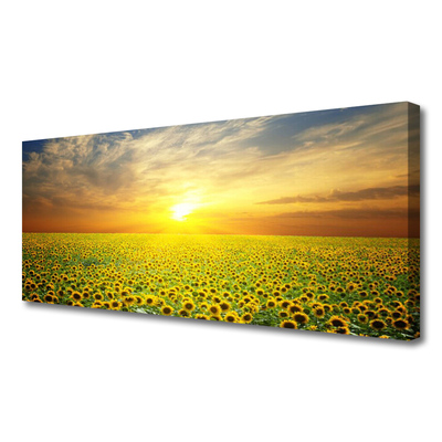 Canvas Wall art Sun meadow sunflowers nature yellow brown green