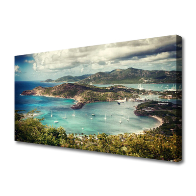 Canvas Wall art Bay landscape grey green blue