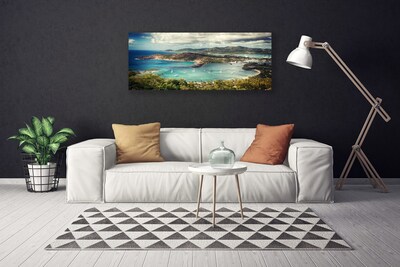 Canvas Wall art Bay landscape grey green blue