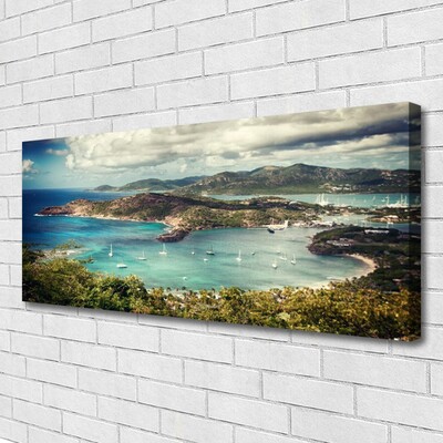 Canvas Wall art Bay landscape grey green blue