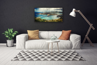 Canvas Wall art Bay landscape grey green blue