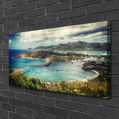 Canvas Wall art Bay landscape grey green blue