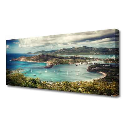 Canvas Wall art Bay landscape grey green blue