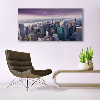 Canvas Wall art City houses grey pink