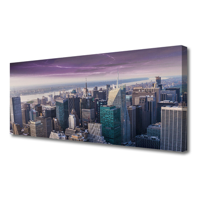Canvas Wall art City houses grey pink