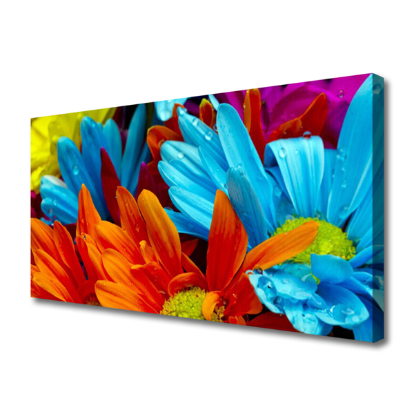 Canvas Wall art Flowers floral red blue orange