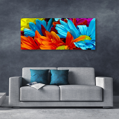 Canvas Wall art Flowers floral red blue orange