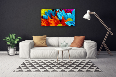 Canvas Wall art Flowers floral red blue orange