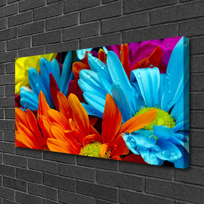 Canvas Wall art Flowers floral red blue orange