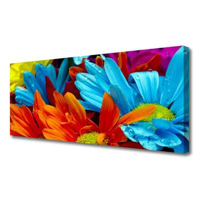 Canvas Wall art Flowers floral red blue orange