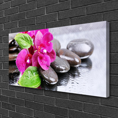 Canvas Wall art Flower stones floral red black