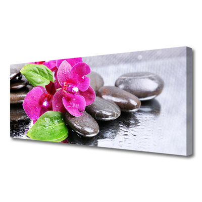 Canvas Wall art Flower stones floral red black