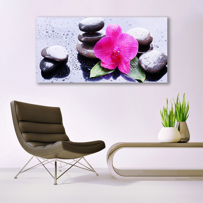 Canvas Wall art Flower stones art red black