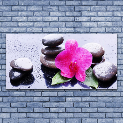 Canvas Wall art Flower stones art red black