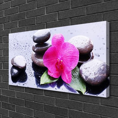 Canvas Wall art Flower stones art red black