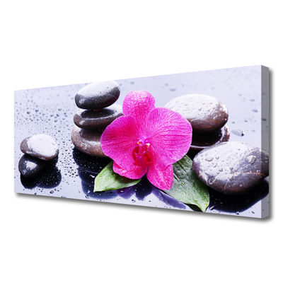 Canvas Wall art Flower stones art red black