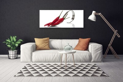 Canvas Wall art Chili spoon kitchen red silver
