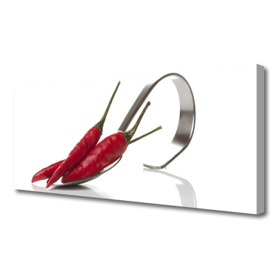 Canvas Wall art Chili spoon kitchen red silver