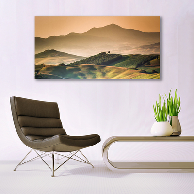 Canvas Wall art Mountains landscape yellow green