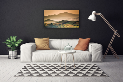 Canvas Wall art Mountains landscape yellow green