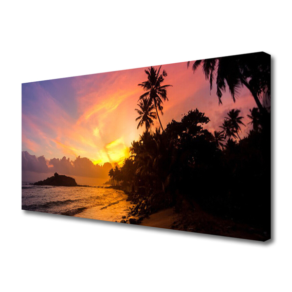 Canvas Wall art Sea sun landscape yellow black