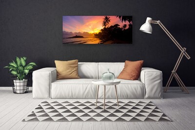 Canvas Wall art Sea sun landscape yellow black