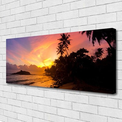 Canvas Wall art Sea sun landscape yellow black