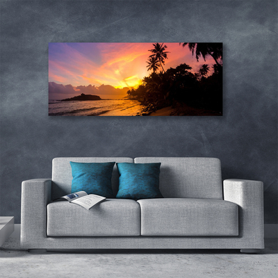 Canvas Wall art Sea sun landscape yellow black