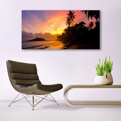 Canvas Wall art Sea sun landscape yellow black