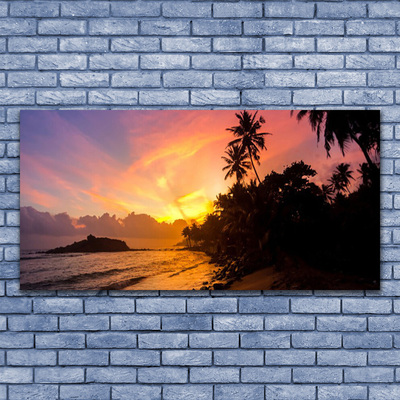 Canvas Wall art Sea sun landscape yellow black