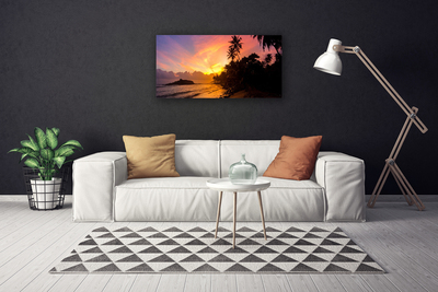 Canvas Wall art Sea sun landscape yellow black