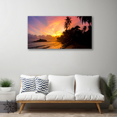 Canvas Wall art Sea sun landscape yellow black