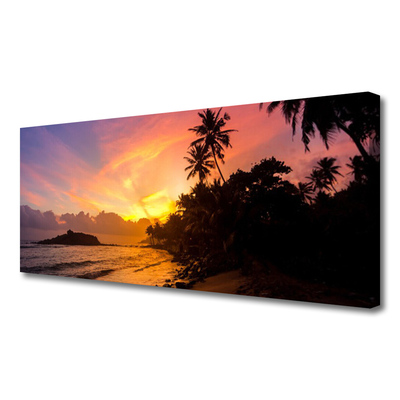 Canvas Wall art Sea sun landscape yellow black