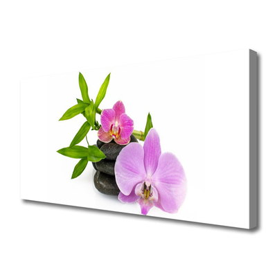 Canvas Wall art Flower stones floral pink black