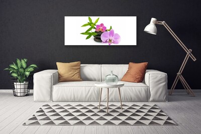 Canvas Wall art Flower stones floral pink black