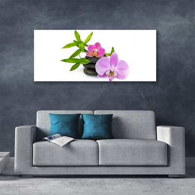 Canvas Wall art Flower stones floral pink black