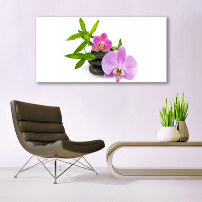 Canvas Wall art Flower stones floral pink black