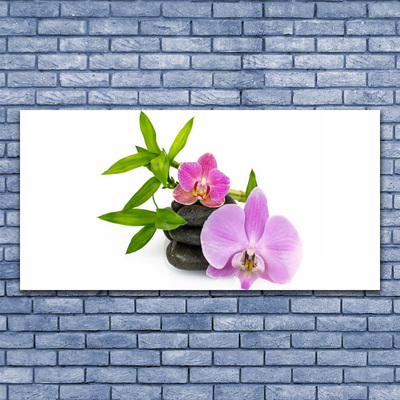 Canvas Wall art Flower stones floral pink black