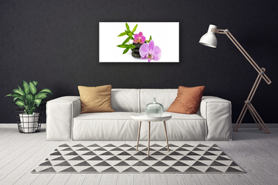 Canvas Wall art Flower stones floral pink black