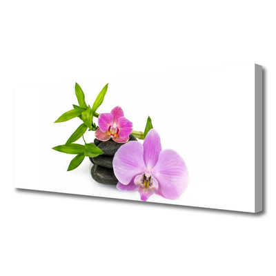 Canvas Wall art Flower stones floral pink black