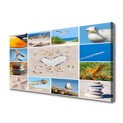 Canvas Wall art Ocean beach landscape brown yellow blue green