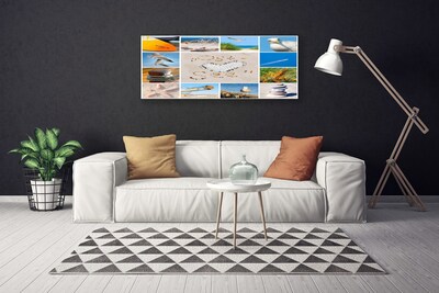 Canvas Wall art Ocean beach landscape brown yellow blue green