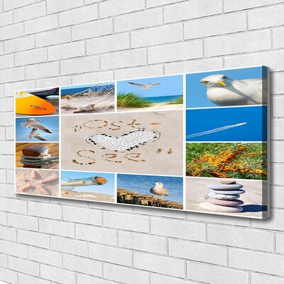 Canvas Wall art Ocean beach landscape brown yellow blue green