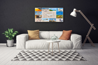 Canvas Wall art Ocean beach landscape brown yellow blue green