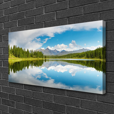 Canvas Wall art Forest lake landscape green blue