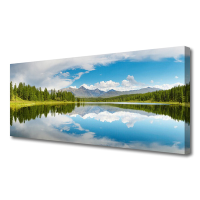 Canvas Wall art Forest lake landscape green blue