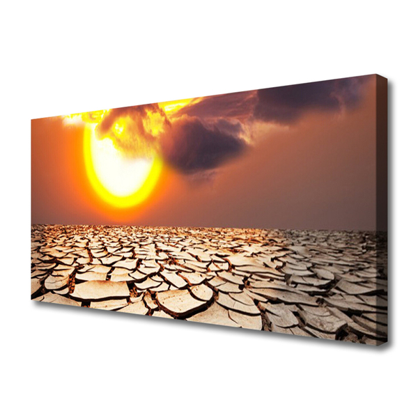 Canvas Wall art Sun desert landscape yellow brown